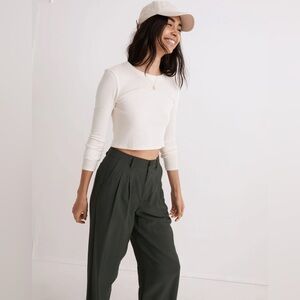 Madewell Fine Ribbed Supercrop Crewneck Long-Sleeve Tee